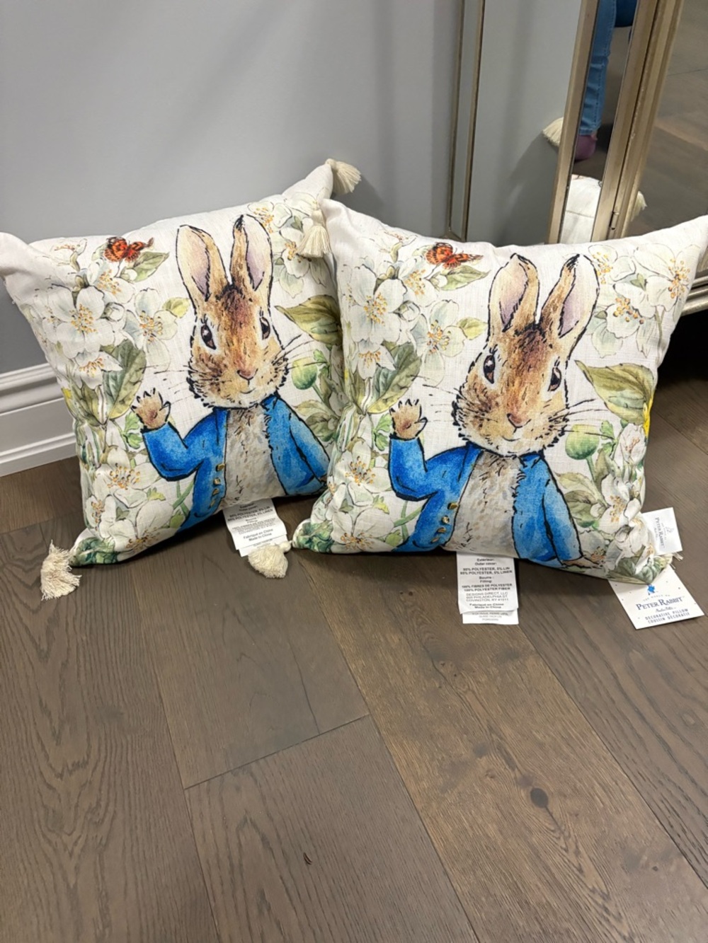 Peter Rabbit toss pillows 17” x 17” NWT ret $59ea
